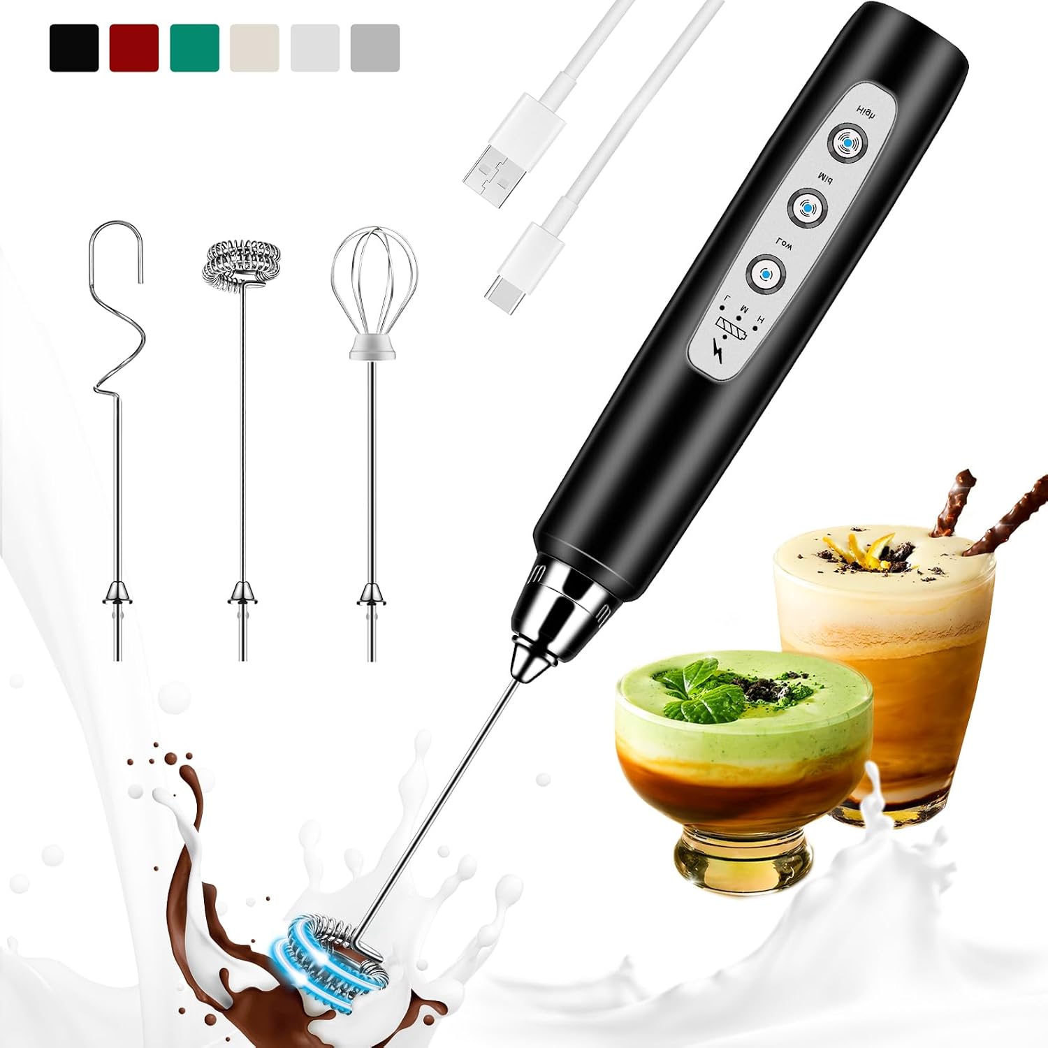 Electric Milk Frother Handheld - 충전식 핸드헬드 우유 거품기, 커피, 라떼,