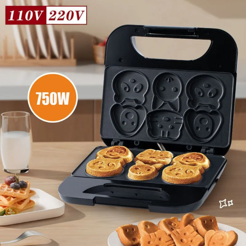 Mini Waffle Maker Machine - 가정용 만화 캐릭터 비스킷 기계 미국