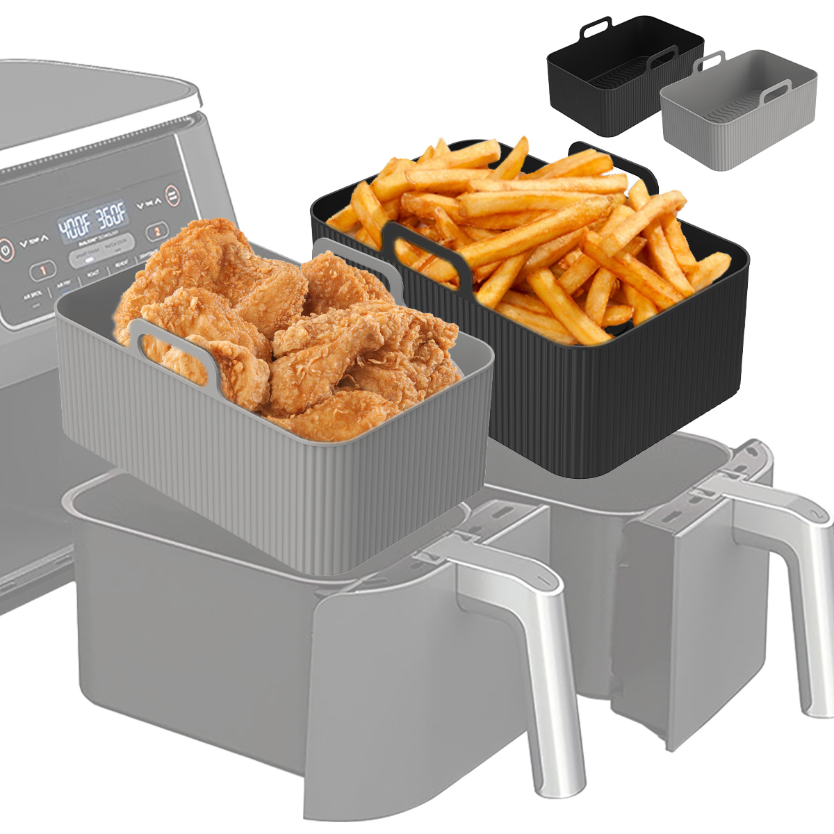 닌자 듀얼 에어 프라이어 액세서리 용 실리콘 에어 프라 - Air Fryer Silicone Pot Liner 리뷰 및 가격